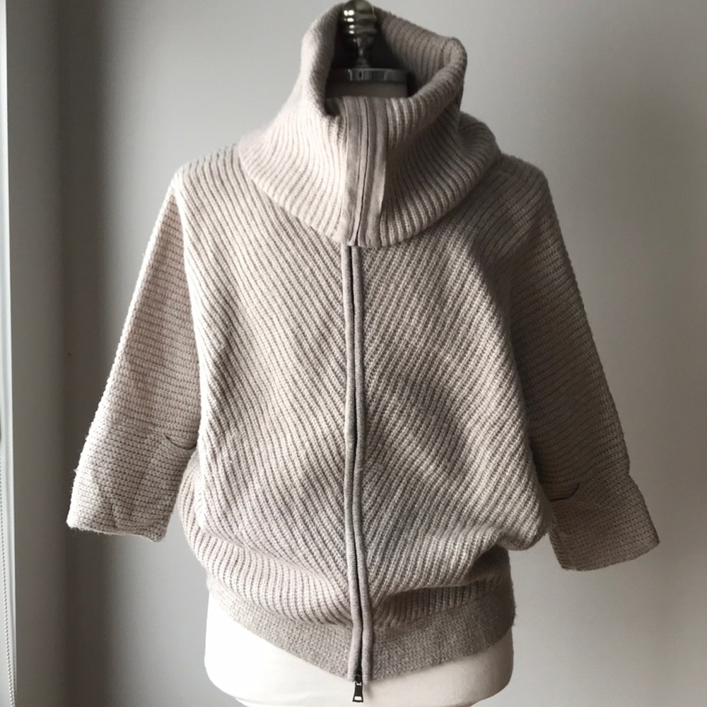 BCBG MAXAZRIA bat wing zip up sweater